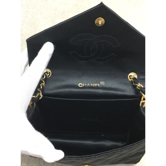 Chanel Plain Silk Chain Shoulder Bag Black - Picture 6 of 6